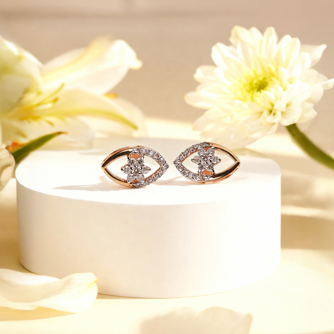 Bella Floral Eye Diamond Earrings