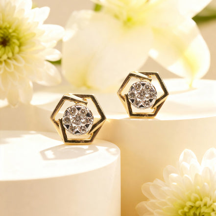 Bella Hexa Glow Diamond Stud Earrings