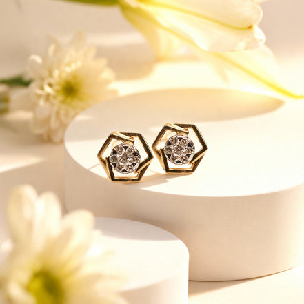 Bella Hexa Glow Diamond Stud Earrings
