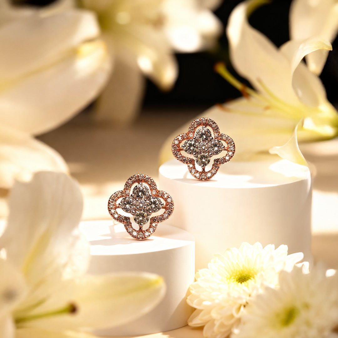 Bella Floral Crown Diamond Earrings