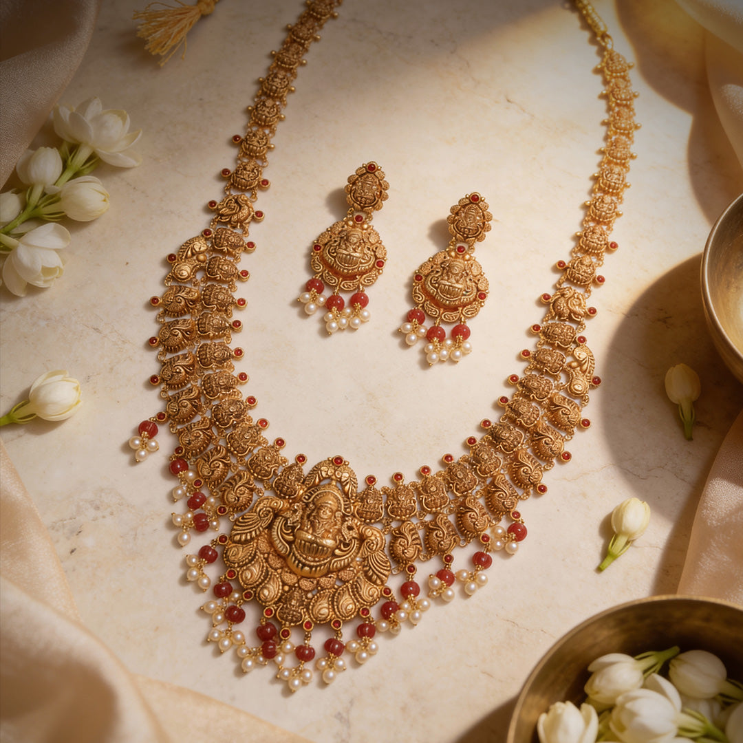 Shrivalli Temple Heritage Gold Necklace Set