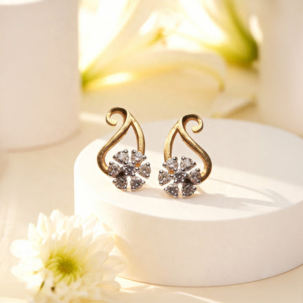 Bella Floral Curve Diamond Earrings