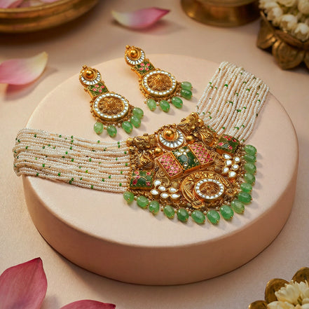 Rajshri Navya Pearl Gold Necklace Set