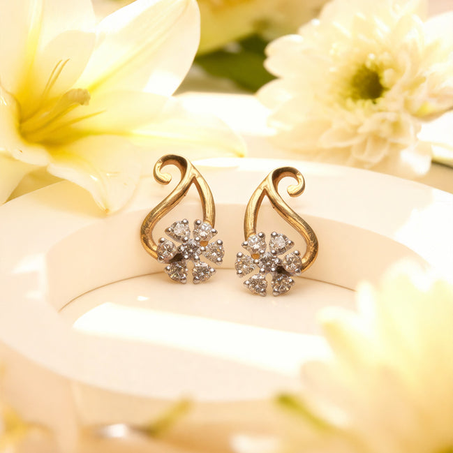 Bella Floral Curve Diamond Earrings