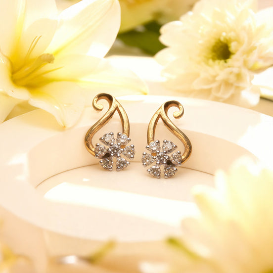 Bella Floral Curve Diamond Earrings