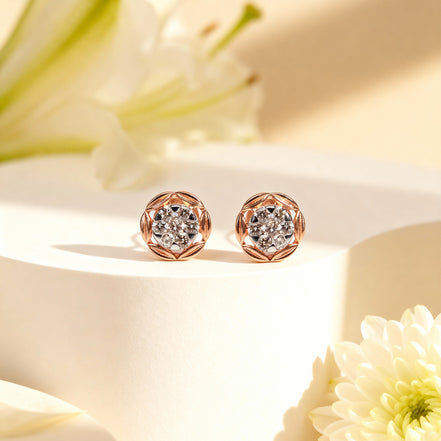 Bella Lotus Bloom Diamond Earrings