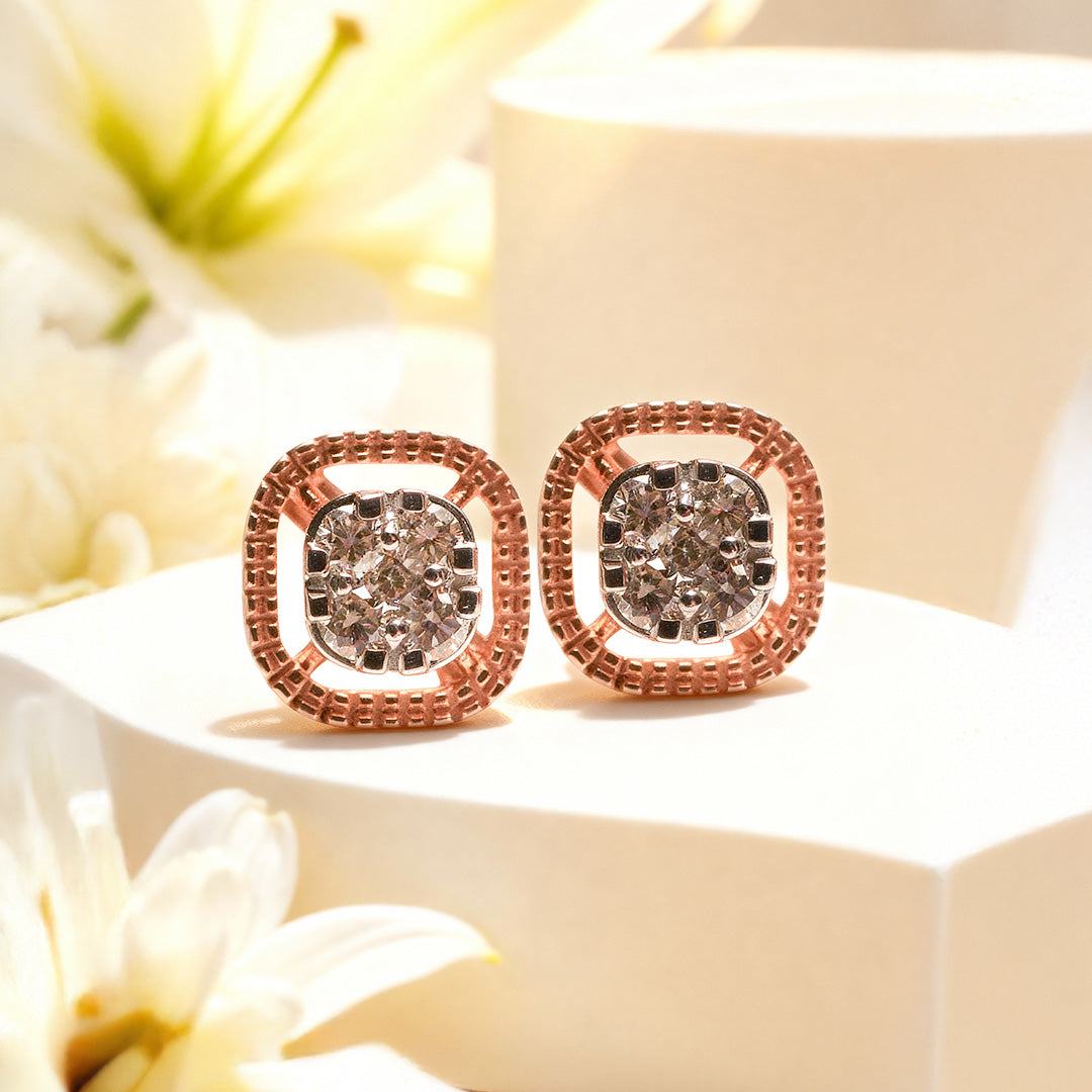 Bella Regal Square Spark Diamond Earrings