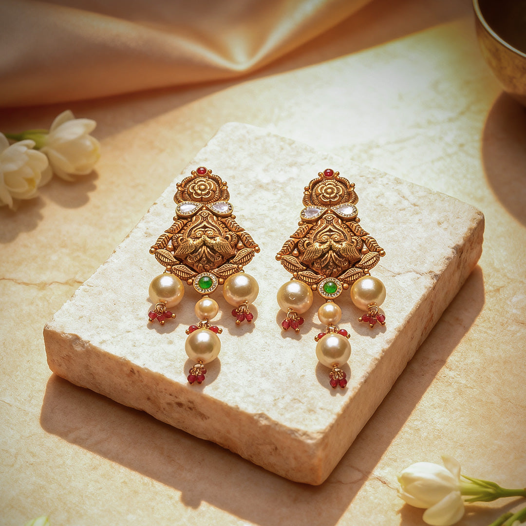 Devika Temple Gold Necklace Set