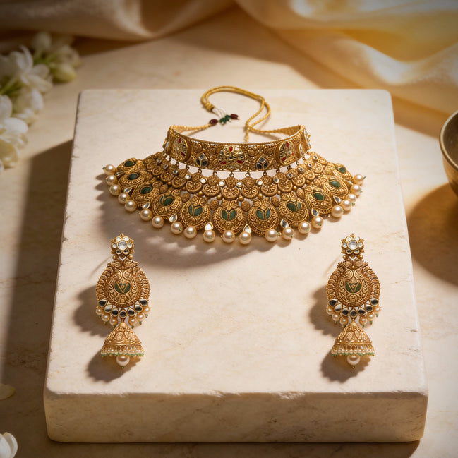 Vamika Kundan Heritage Gold Choker Set