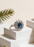Siora Blue Halo Silver Ring