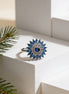 Siora Floral Blue Silver Ring