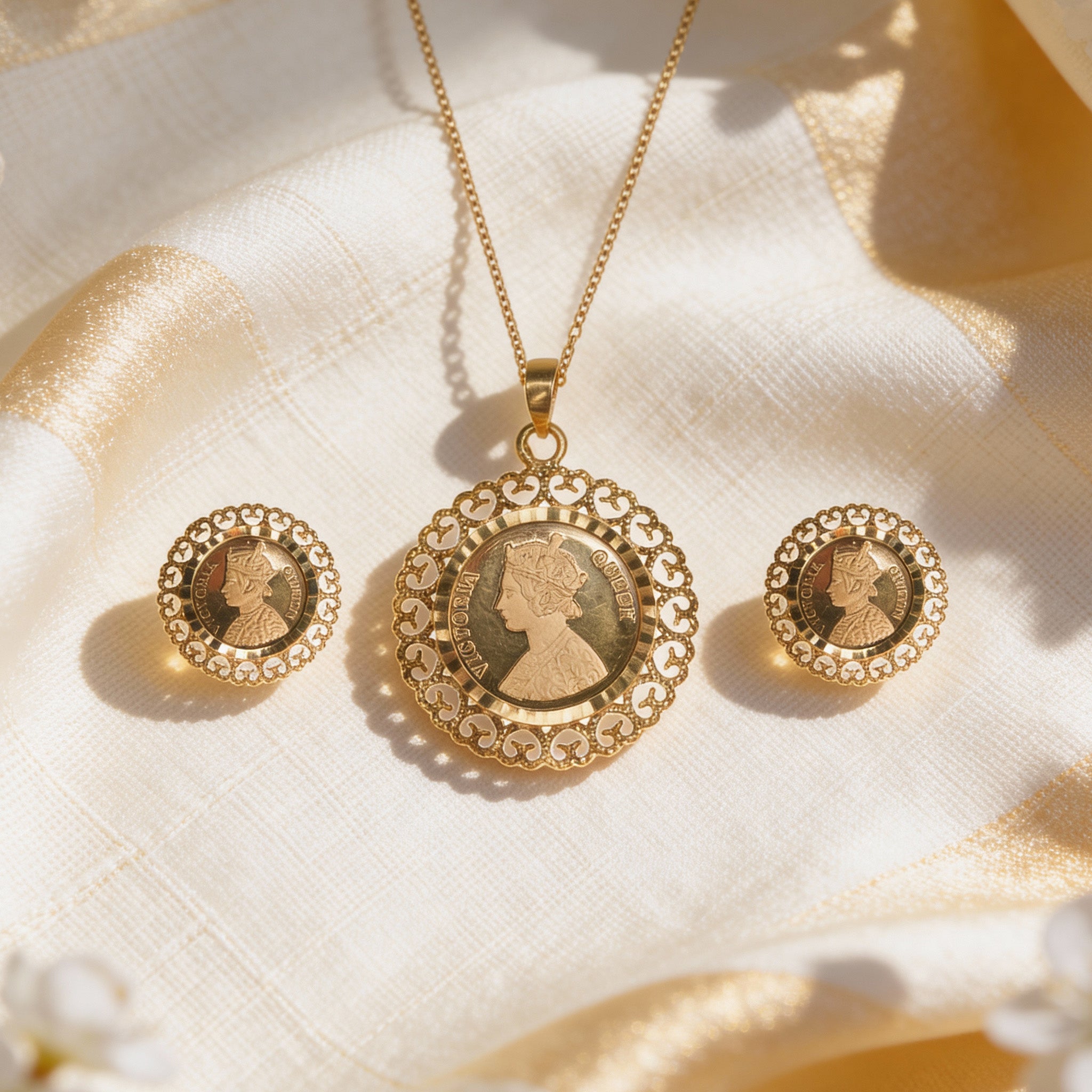 Vira Coin Heritage Pendant Set
