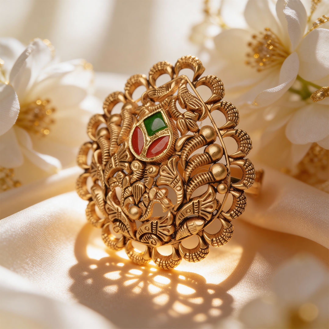 Aarika Crest Gold Cocktail Ring