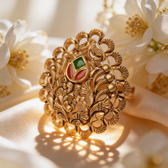 Aarika Crest Gold Cocktail Ring