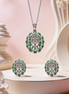 Siora Emerald Halo Pendant Set