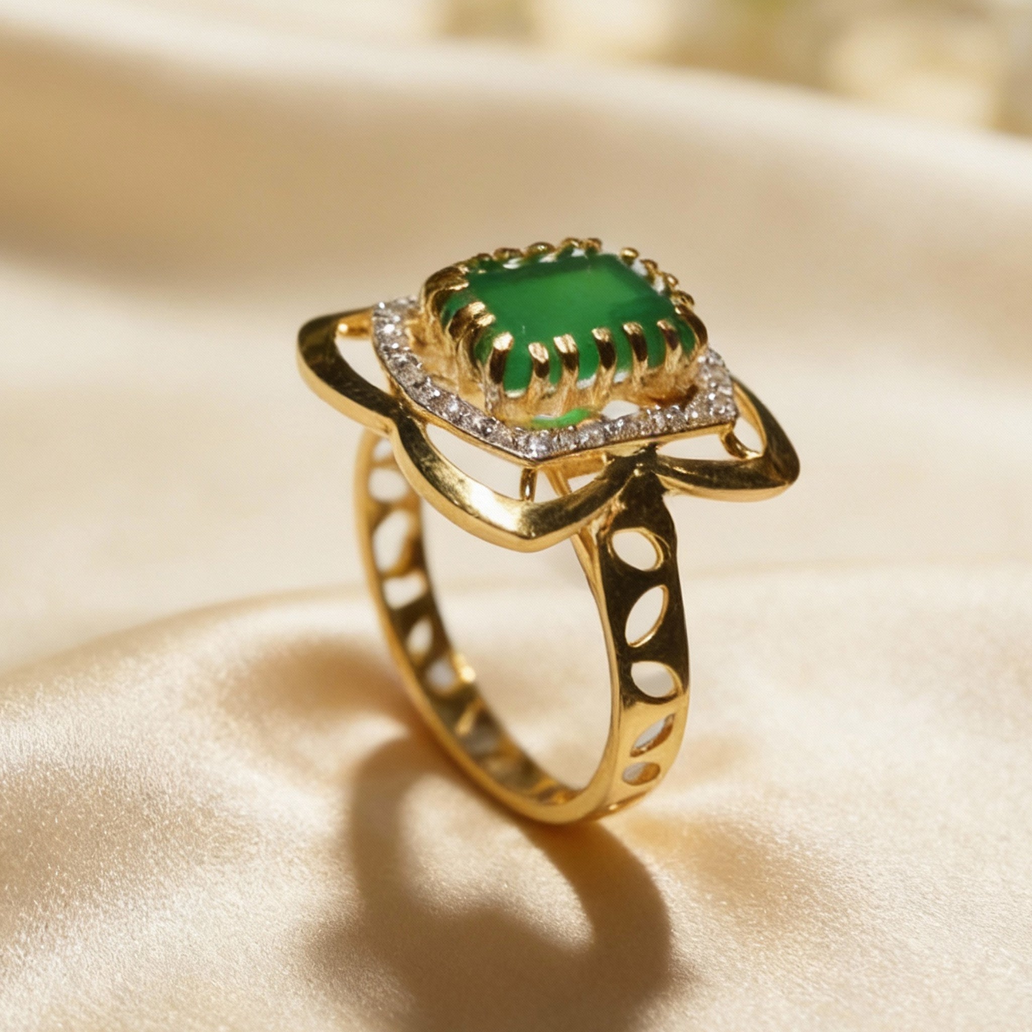 Emerald Crest Gold Ring