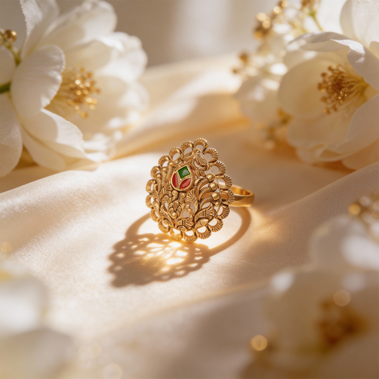 Aarika Crest Gold Cocktail Ring