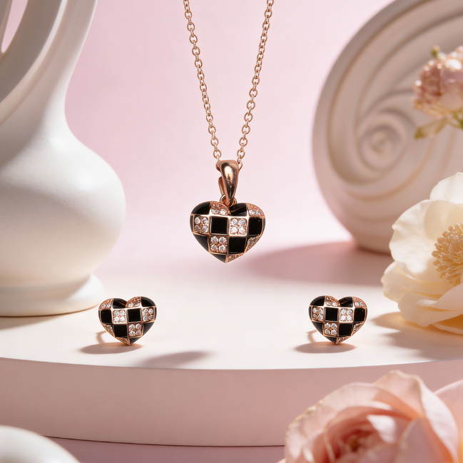 Siora Noir Heart Pendant Set