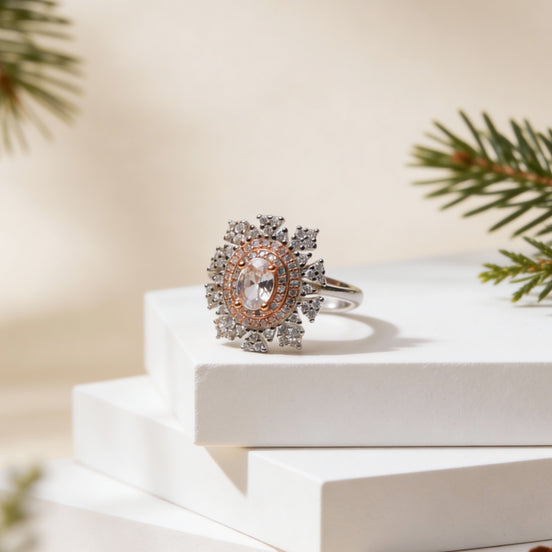 Siora Rosé Halo Silver Ring