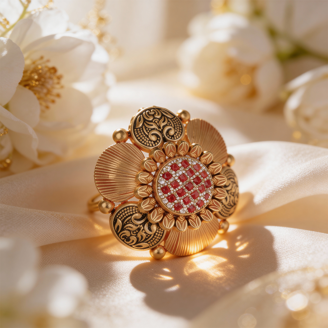 Ruhira Bloom Gold Cocktail Ring