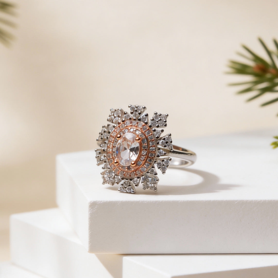 Siora Rosé Halo Silver Ring