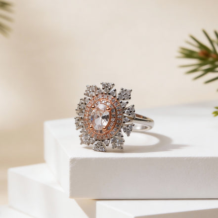 Siora Rosé Halo Silver Ring