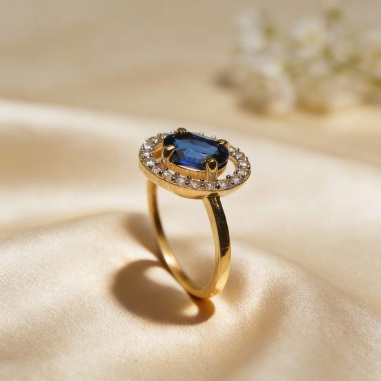 Sapphire Halo Grace Gold Ring