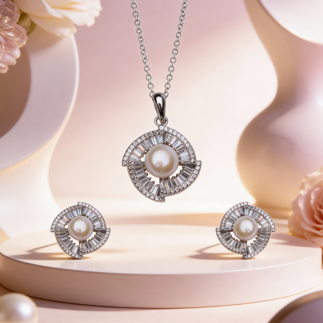 Siora Pearl Orbit Pendant Set
