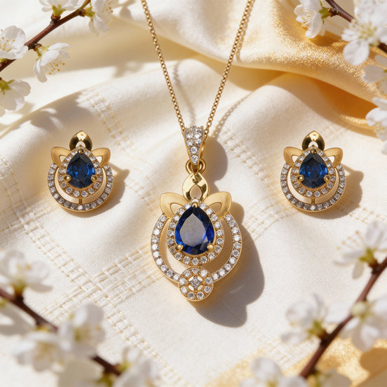 Neelara Grace Gold Pendant Set