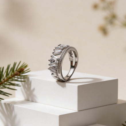 Siora Geometric Solitaire Silver Ring