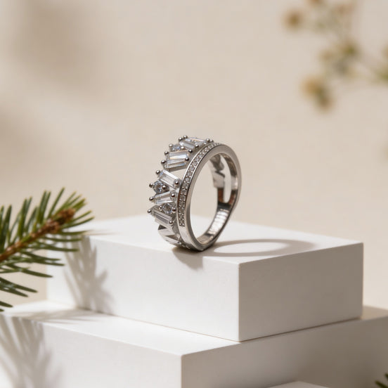 Siora Geometric Solitaire Silver Ring