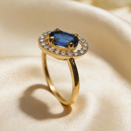 Sapphire Halo Grace Gold Ring
