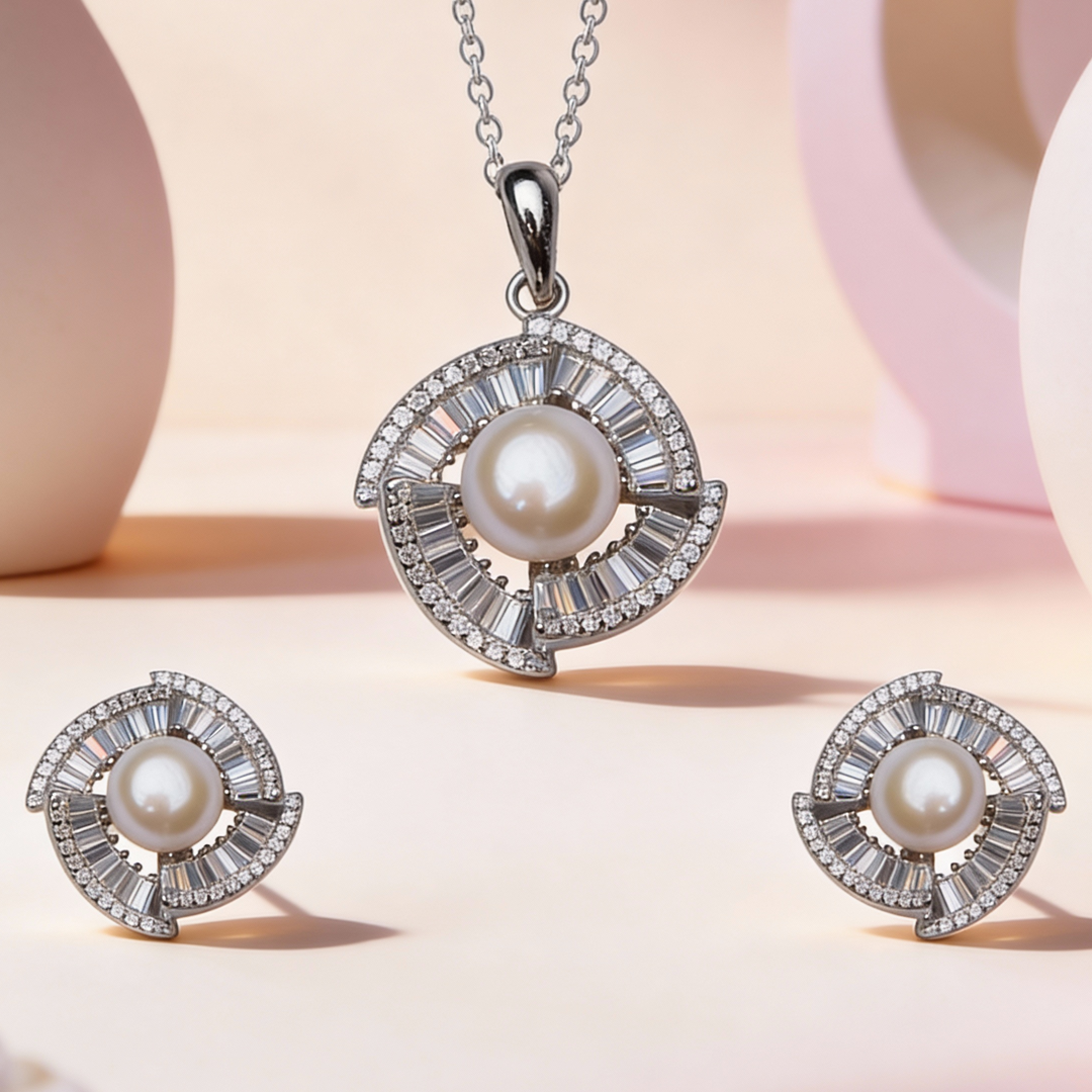 Siora Pearl Orbit Pendant Set
