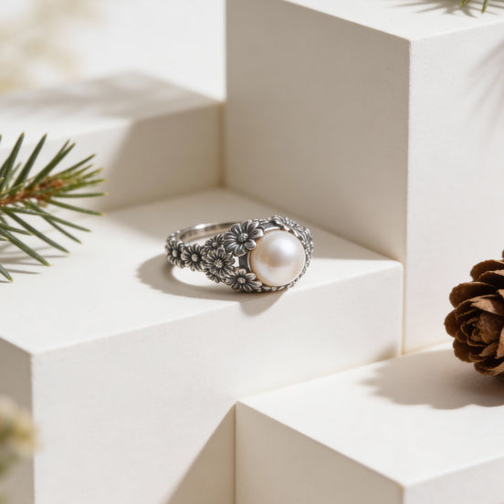 Siora Pearl Garden Silver Ring
