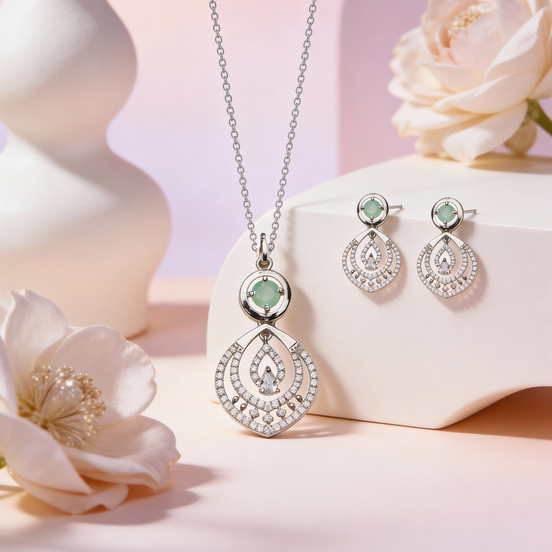 Siora Mint Aura Pendant Set