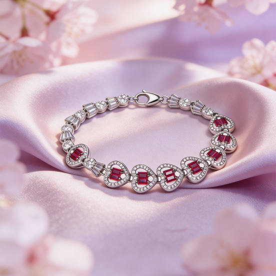 Siora Crimson Heart Silver Bracelet