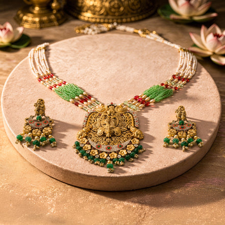 RSJ Vrindavan Leela Gold Necklace Set