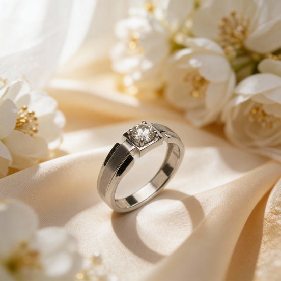 Luxe Celestia Edge Diamond Platinum Ring