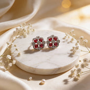 Luxe Ruby Mosaic Diamond Stud Earrings
