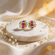 Luxe Navratna Polki Diamond Stud Earrings