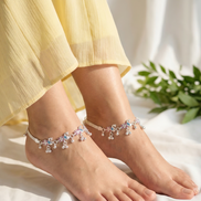 Siora Peacock Grace Silver Anklet