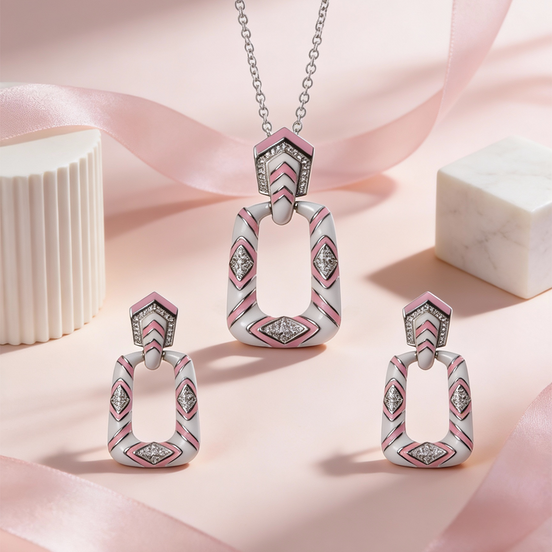 Siora Blush Geometry Pendant Set