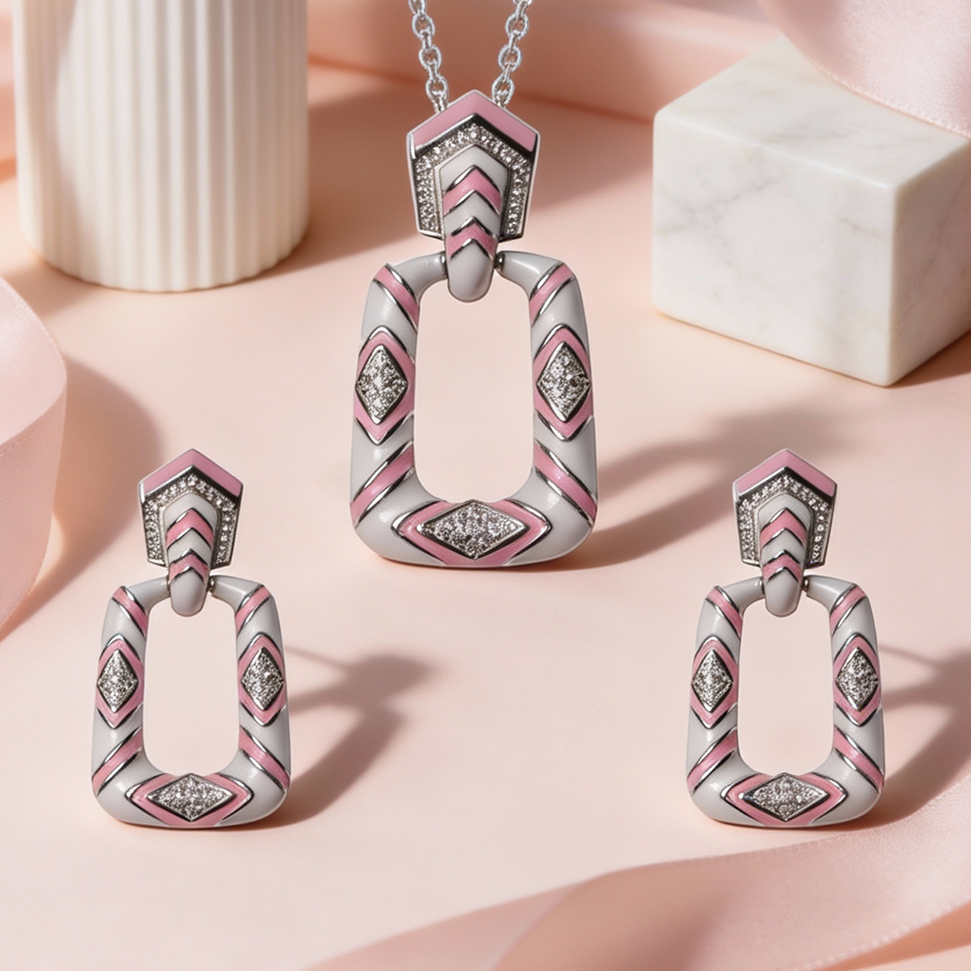 Siora Blush Geometry Pendant Set