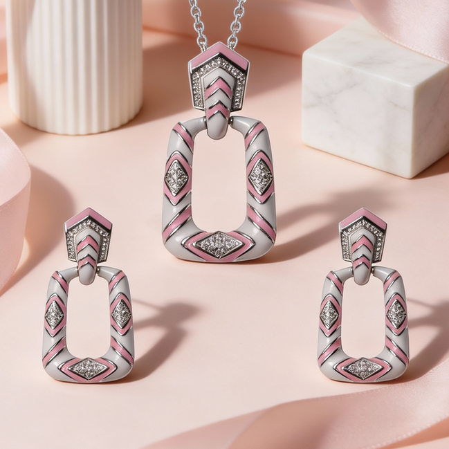 Siora Blush Geometry Pendant Set