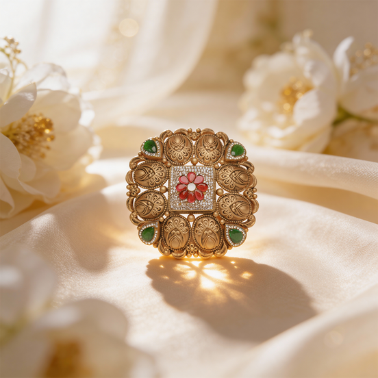 Virasya Chowk Gold Cocktail Ring