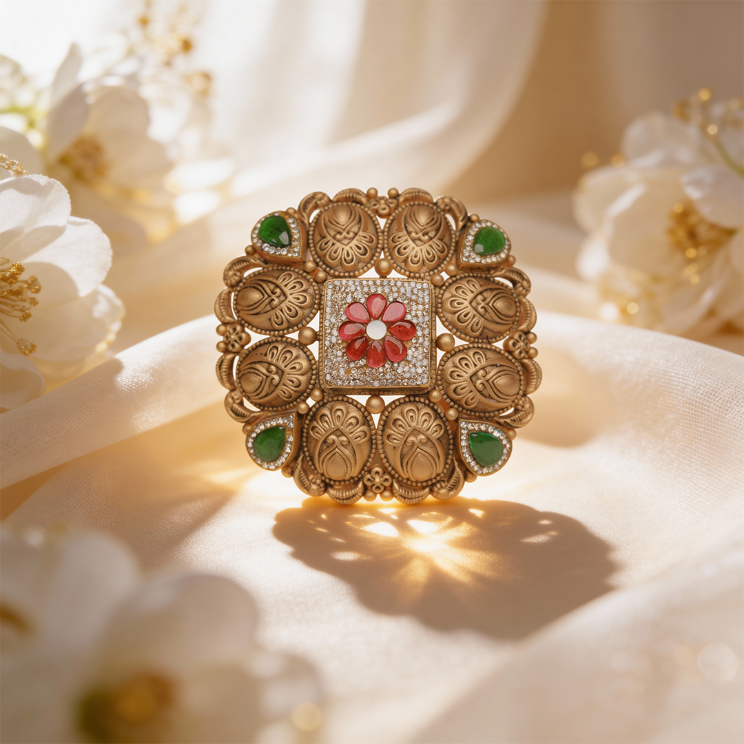 Virasya Chowk Gold Cocktail Ring