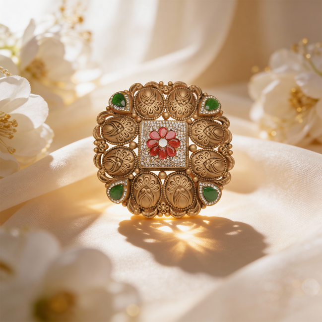 Virasya Chowk Gold Cocktail Ring
