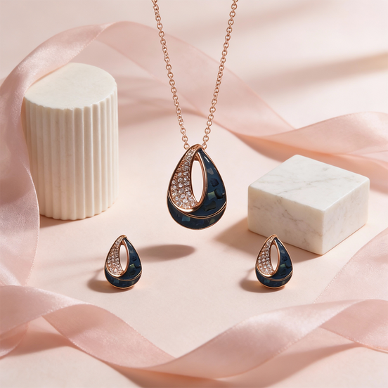 Siora Midnight Teardrop Pendant Set
