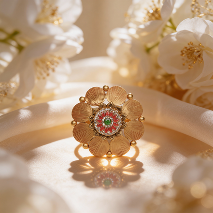 Saanvi Pushpa Gold Cocktail Ring