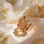 Aaradhya Temple Gold Cocktail Ring